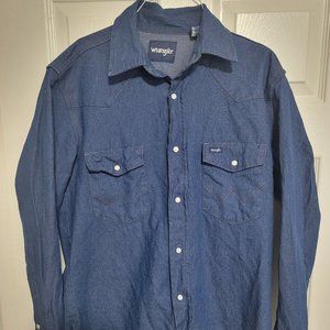 Wrangler Men's Cowboy Cut Western Long Sleeve Snap Work Shirt Firm Size Medium